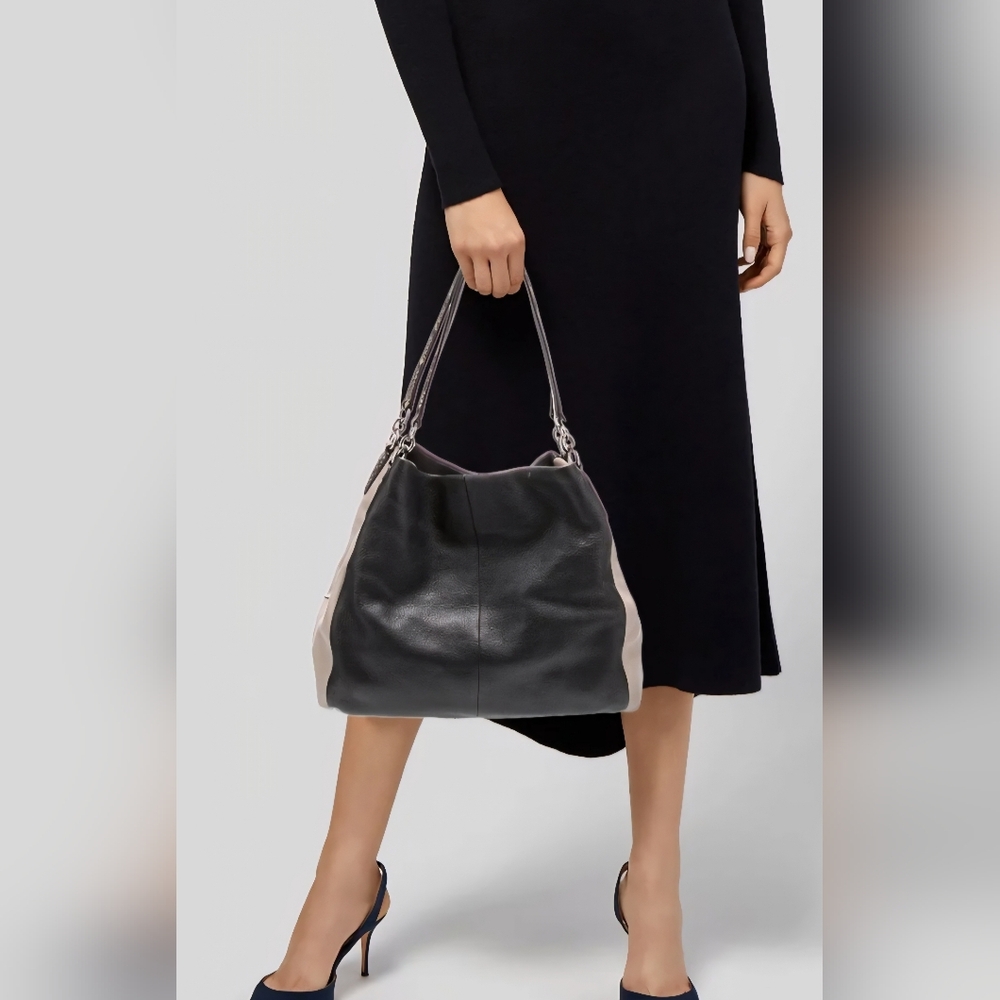 COACH 2016 Phoebe Hobo Colorblock Exotic/Snakeskin Trim Leather Shoulder Bag - Picture 2 of 16